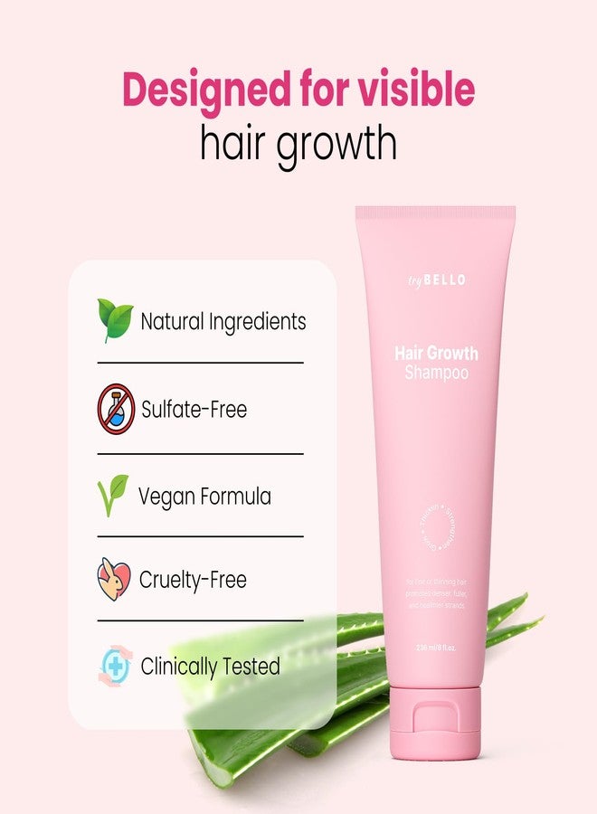 Trybello Hair Growth Shampoo | Natural Hair Thickening & Scalp Detox | Sulfate Free, Vegan, Anti-Hair Fall Formula | Caffeine, Aloe Vera, Turmeric, Urucum Extract | For All Hair Types - Image 4
